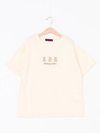 【SALE／22%OFF】Lovetoxic ベアー刺繍半袖Tシャツ ナルミヤオンライン トップス その他のトップス ホワイト グリーン ピンク ブラウン