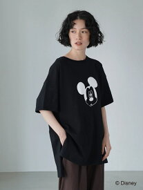 【SALE／50%OFF】AMERICAN HOLIC ミッキーサイドスリットカットプルオーバー アメリカン ホリック トップス カットソー・Tシャツ ブラック ホワイト