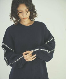 【SALE／20%OFF】OUTERSUNSET hand stitch volume sleeve knit アウターサンセット トップス ニット ネイビー【送料無料】