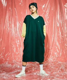 CONVERSE TOKYO WOMEN COLOR PATTERN KNIT DRESS コンバーストウキョウ ワンピース・ドレス ワンピース オレンジ グリーン【送料無料】