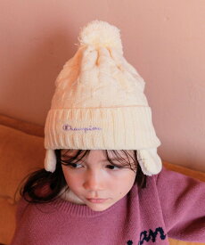 BAYFLOW 【Champion(チャンピオン)】リボンジャガード耳付きワッチ ベイフロー 帽子 ニット帽・ビーニー グリーン ブラック ホワイト パープル