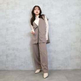 CECIL McBEE カットツイルベストxパンツ セットアップ セシルマクビー ワンピース・ドレス その他のワンピース・ドレス ブラウン ブラック【送料無料】