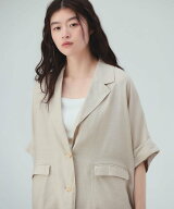 BEAMS HEART WOMEN フレンチ 半袖 ジャケット 26SS ウォッシャブル ラフ リネン ドライタッチ さらさら …