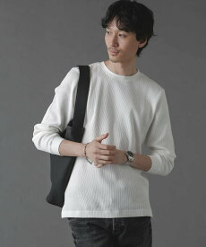 NANO universe アンチスメルワッフルTシャツ 長袖 ナノユニバース トップス カットソー・Tシャツ ホワイト ブラック【送料無料】