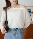 【SALE／28%OFF】Discoat シアーワンショルプルオーバー《WEB限定カラーあり》 ディスコート トップス ニット ホワイト ブラウン グリーン ブラック グレー