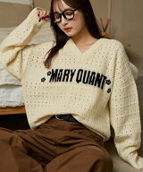 MARY QUANT 別注 アイレット Vネック ロゴ ニット 限定展開 フリークスストア トップス ニット ベージュ …