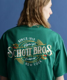 【SALE／30%OFF】Schott S/S T-SHIRT "EMBROIDERED SCHOTT BROS."/刺繍Tシャツ "ショットブロス ショット トップス カットソー・Tシャツ ブラック ホワイト グリーン【送料無料】