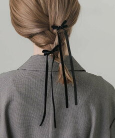 SMELLY ベロアリボン2セットヘアピン スメリー ヘアアクセサリー バレッタ・ヘアクリップ・ヘアピン グレー