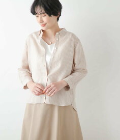 【SALE／33%OFF】NEWYORKER WOMEN ナチュラルストライプ 7分袖シャツ ニューヨーカー トップス シャツ・ブラウス ベージュ ネイビー【送料無料】