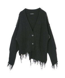 AULA AILA ASYMMETRY CRASH KNIT CARDIGAN アウラアイラ トップス カーディガン ブラック グレー イエロー【送料無料】