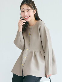 coca ポリエステルフレアニットカーディガン コカ トップス カーディガン ブラック