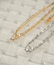 【 金属アレルギー対応 】 ビジュー 2連チェーンブレスレット