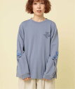 【SALE／10%OFF】RNA-N M2391 FlowerスリーブプリントロンT アールエヌエーエヌ トップス カットソー・Tシャツ グレー ブルー ホワイト【送料無料】