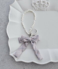 【SALE／40%OFF】Maison de FLEUR チェックリボンパールチャーム メゾン ド フルール アクセサリー・腕時計 その他のアクセサリー・腕時計 ブルー ピンク