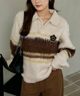 MARY QUANT 別注 相良 ワッペン ボーダー シャギー ポロ ニット 限定展開 フリークスストア トップス ニ…