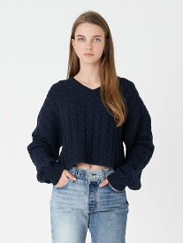 【SALE／62%OFF】Levi's クロップド セーター ネイビー NIGHTWATCH BLUE リーバイス トップス ニット ブルー【送料無料】