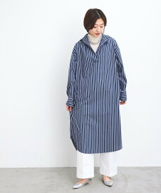 【SALE／20%OFF】le.coeur blanc ストライプスキッパーシャツワンピース ルクールブラン ワンピース・ドレス シャツワンピース ホワイト ブルー ネイビー【送料無料】