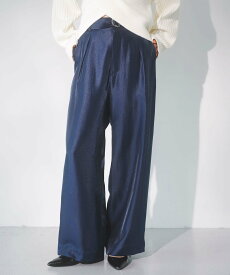 【SALE／70%OFF】VIS 【洗える】シャイニーワンタックワイドパンツ ビス パンツ その他のパンツ ネイビー ブラウン