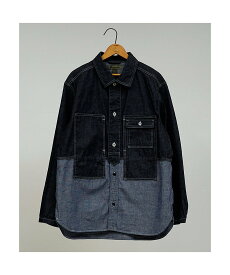 Nigel Cabourn MAN / ユーティリティーシャツ タイプ2 - 10オンスデニム ナイジェル・ケーボン トップス シャツ・ブラウス グリーン ブルー【送料無料】