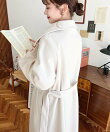 ニットモッサ2WAYアレンジカラーウエストシェイプフレアレディコート ロングコート