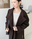 ニットモッサ2WAYアレンジカラーウエストシェイプフレアレディコート ロングコート