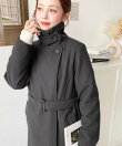 ニットモッサ2WAYアレンジカラーウエストシェイプフレアレディコート ロングコート