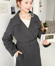 ニットモッサ2WAYアレンジカラーウエストシェイプフレアレディコート ロングコート