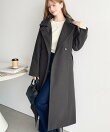 ニットモッサ2WAYアレンジカラーウエストシェイプフレアレディコート ロングコート