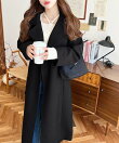 ニットモッサ2WAYアレンジカラーウエストシェイプフレアレディコート ロングコート