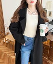 ニットモッサ2WAYアレンジカラーウエストシェイプフレアレディコート ロングコート