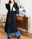 ニットモッサ2WAYアレンジカラーウエストシェイプフレアレディコート ロングコート