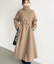 ニットモッサ2WAYアレンジカラーウエストシェイプフレアレディコート ロングコート