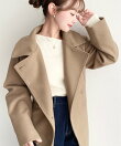 ニットモッサ2WAYアレンジカラーウエストシェイプフレアレディコート ロングコート