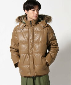 【SALE／50%OFF】GUESS GUESS ジャケット (M)Faux-Leather Puffer Jacket ゲス ジャケット・アウター その他のジャケット・アウター ブラウン【送料無料】