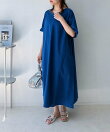 ◎『体型カバー』『ゆったりサイズ』バックリボン ボリューム5分袖ワンピース