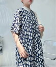 ◎『体型カバー』『ゆったりサイズ』バックリボン ボリューム5分袖ワンピース