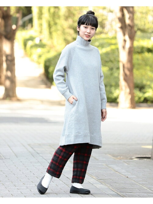 テリーフリース リブ タートルネック ワンピース