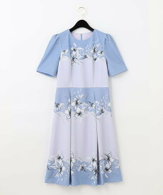 【SALE／60%OFF】GRACE CONTINENTAL フラワープリントバイカラードレス グレースコンチネンタル ワンピース・ドレス ワンピース ベージュ パープル【送料無料】