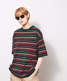 【SALE／30%OFF】BEAMS T F-LAGSTUF-F / BORDER KNIT SHORT SLEEVE TEE ビームス アウトレット トップス カットソー・Tシャツ グリーン【送料無料】