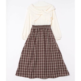 CECIL McBEE リブツイストチェックドッキングワンピース セシルマクビー ワンピース・ドレス ワンピース ブラウン ブラック【送料無料】