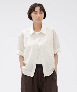 MHL. TINY GINGHAM COTTON SHIRT �}�[�K���b�g�E�n�E�G�� �g�b�v�X �V���c�E�u���E�X �z���C�g �u���b�N�y���������z