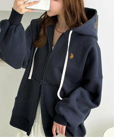 【SALE／40%OFF】GeeRA 【U.S.POLO.USSN】フード刺繍ビッグシルエットジップパーカー ジーラ トップス パーカー・フーディー ネイビー ブラック グレー ブラウン【送料無料】