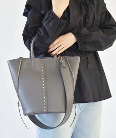 quaranciel quaranciel: 2way スタッズ バケツ トート バッグ シップス バッグ トートバッグ ホワイト ブラック グレー【送料無料】