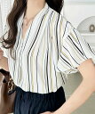 【SALE／18%OFF】GeeRA (半袖)タックデザインスキッパーブラウス ジーラ トップス シャツ・ブラウス ブラック ホワイト ベージュ パープル グリーン ネイビー グレー