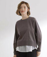 【SALE／29%OFF】grove 裾切替レイヤードタンク グローブ トップス アンサンブル ホワイト ブルー