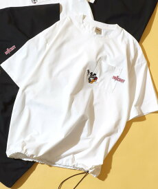 【SALE／2%OFF】Disney Disney ディズニー 別注 Tシャツ ユニセックス オーバーサイズ ドローコード ミッキー トイ・ストーリー ベイマックス ワンポイント刺繍 ポケット 半袖 ティーシャツ レディース メンズ シトリー トップス カットソー・Tシャツ ブラック 【送料無料】