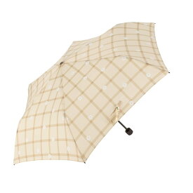 nifty colors フラワーチェックスレンダーミニ ニフティカラーズ ファッション雑貨 折りたたみ傘 グレー ベージュ