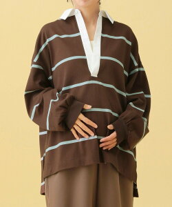 【SALE/30%OFF】LEPSIM 【産前・産後対応】マタニティ/ラガー長袖シャツ レプシィム マタニティウェア・ベビー用品 マタニティトップス ホワイト ブルー