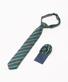 UNITED ARROWS green label relaxing ネクタイ チーフ セット(ストライプ) / キッズ 手洗い可能 ユナイテッドアローズ グリーンレーベルリラクシング スーツ・フォーマル ネクタイ・蝶ネクタイ グリーン オレンジ