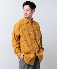 【SALE／50%OFF】BEAMS MEN BEAMS / チェックプリント フランネル イージーフィットシャツ ビームス アウトレット トップス シャツ・ブラウス グリーン イエロー【送料無料】